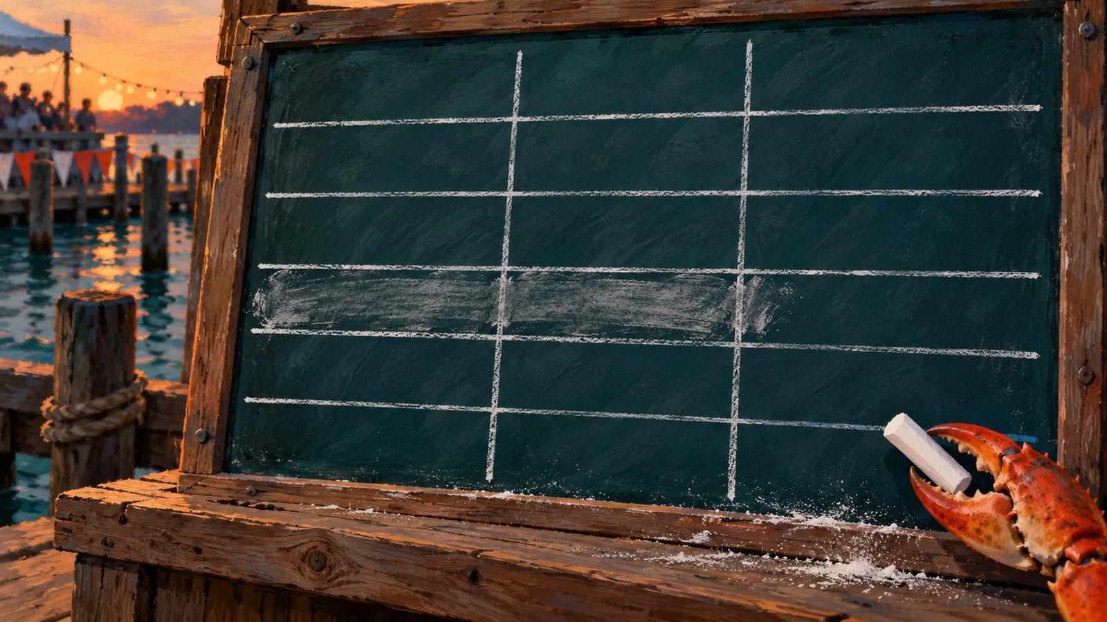 A chalkboard tote with runner, odds and payout columns