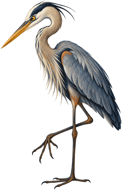 Long Legs Larry, a great blue heron standing in the shallows
